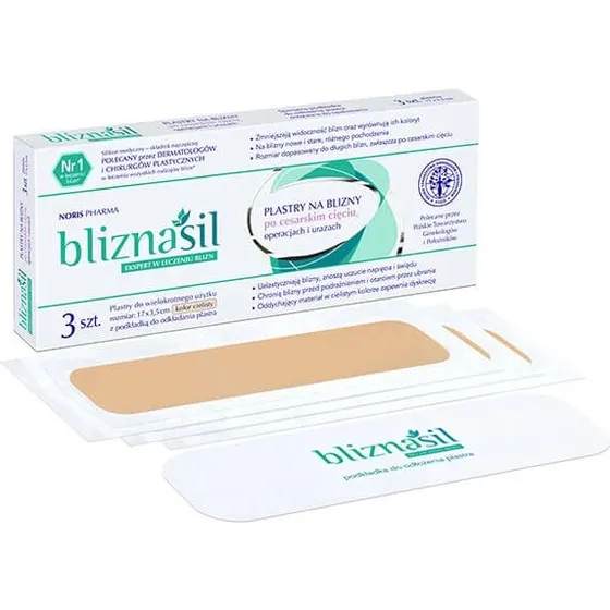 Bliznasil Narbenpads, 3er-Set, 17x3,5cm, Hautfreundlich