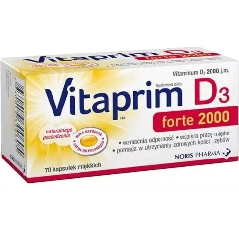 Vitaprim D3 Forte 2000 – Vitamin D3 Kapseln, 70 Stück