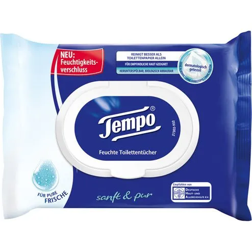 Tempo Feuchte Toilettentücher Sanft & Pur Nachfüllpack, 42 Stück