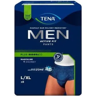 TENA Men Active Fit Pants Plus L/XL, 8er-Pack, Marineblau