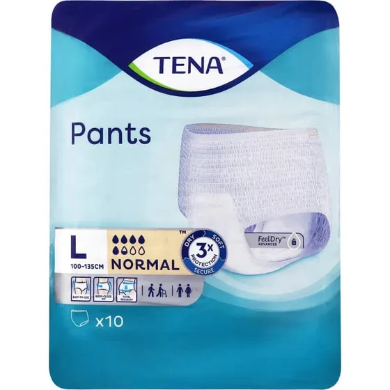 Tena Pants Normal Inkontinenz-Höschenwindeln, Größe L, 10 Stück