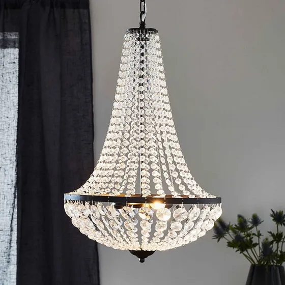 Markslöjd Kronleuchter GRÄNSÖ Schwarz, Kristall, Ø 40 cm