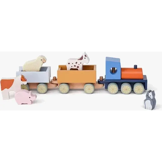 Kid's Concept Zug mit Bauernhoftieren aus Holz