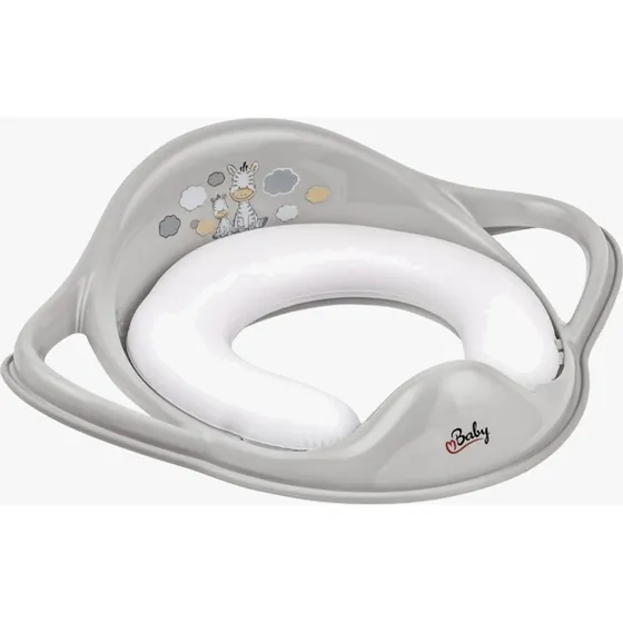Maltex Zebra Gepolsterter Toilettensitz mit Tritthocker, Grau