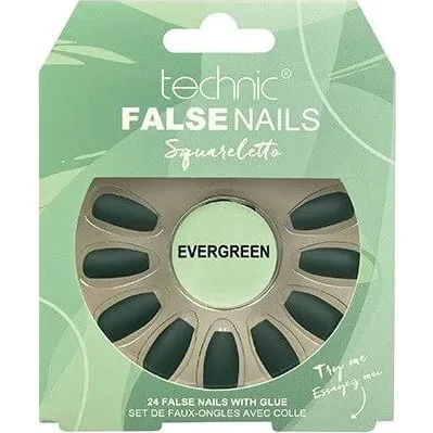 Evergreen Squareletto Set: 24 künstliche Nägel inkl. Kleber