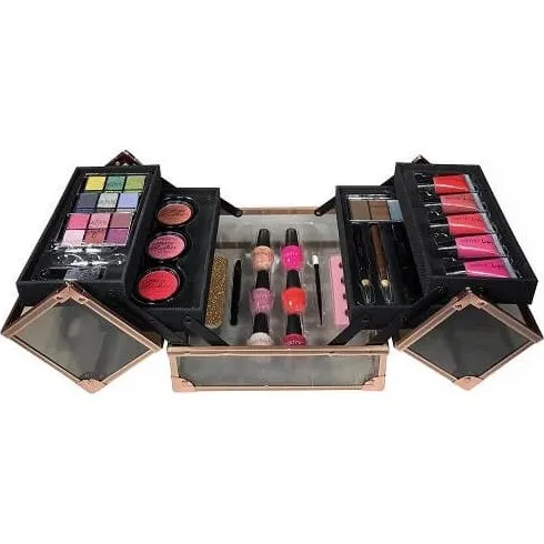 Technic Beauty Case mit Kosmetikset, Schwarz & Roségold