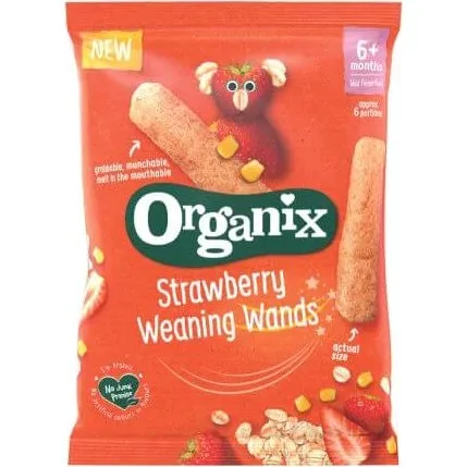 Organix Bio-Mais-Hafer-Sticks mit Erdbeeren, 25g, ab 6 Monaten