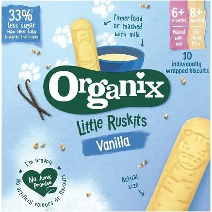 Organix Little Ruskits Eco Vanilla Säuglingskekse, 60g