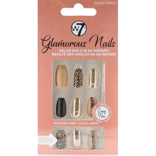 W7 Glamorous Nails Jingle Jungle Set mit 24 künstlichen Nägeln