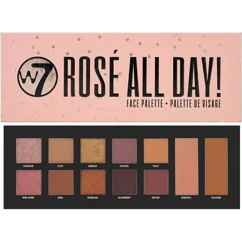W7 Rose All Day Face Palette, 12 Farben