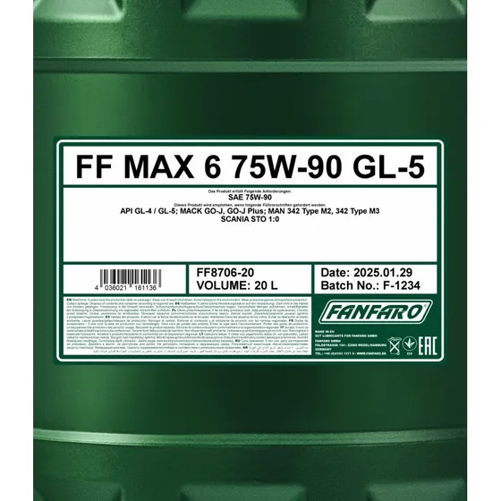 FANFARO MAX 6 75W-90 GL-4/5 Getriebel 20 L