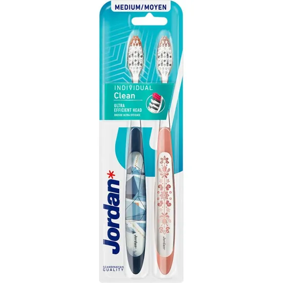 Jordan Individual Clean Zahnbürste, Medium, 2er Pack