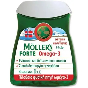 Möller's Forte Omega-3 Fischöl- und Lebertranmischung, 60 Kapseln