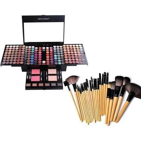 Miss Rose Professional Makeup Kit 190 Farben mit 24 Pinseln & Tasche