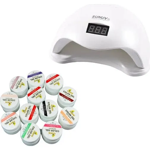 SUN PRO UV-LED Nagellampen-Set (48W) & 12 Coco More Professional Gele
