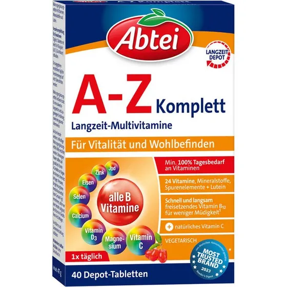 Abtei AZ Komplett Langzeit-Multivitamine, 40 Tabletten