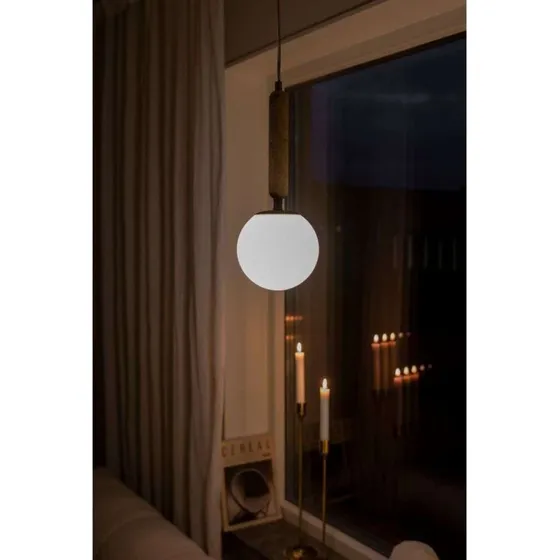 Globen Lighting Torrano Pendelleuchte, Travertin & Glas, Beige, 15 cm