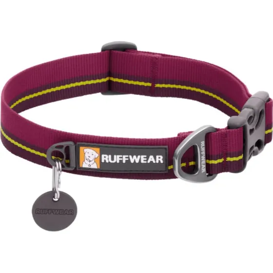 Ruffwear Flat Out Wildflower Horizon Hundehalsband, Bordeaux/Gelb, L