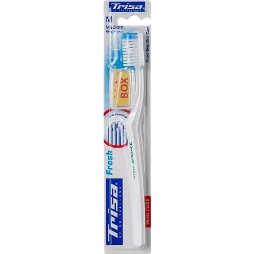 Trisa Zahnbürste Fresh Medium mit Schutzkappe und Hygienebezug