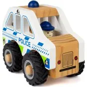 MAGNI Polizeiauto aus Holz mit Gummireifen, 13 x 10 cm