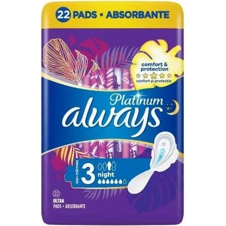 Always Platinum Night Damenbinden, 22 Stück
