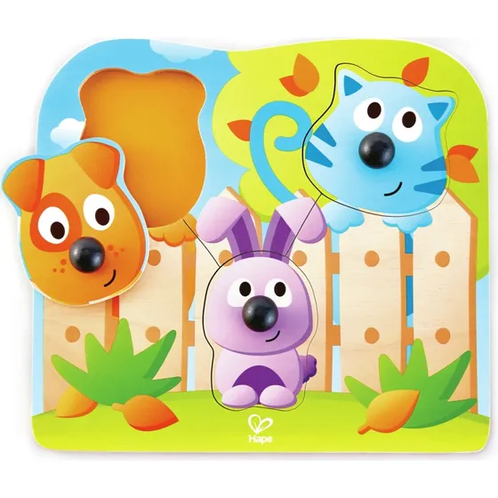 Hape E1309 Knopfpuzzle Haustiere aus Holz