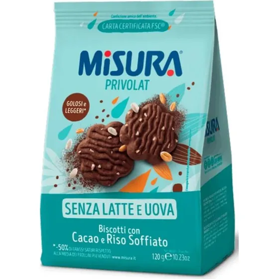 Misura Kekse mit Kakao und expandiertem Reis, 120 g