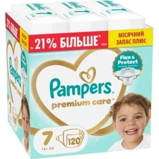 Pampers Premium Care Babywindeln Nr. 7 (15+kg), 120 Stück