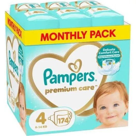 Pampers Premium Care Babywindeln Nr. 4 (9-14 kg), 188 Stück