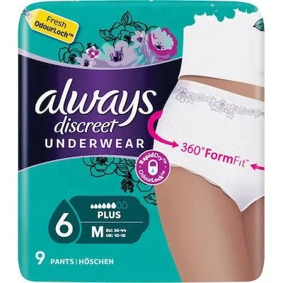 Always Discreet Plus Inkontinenz-Hosen Medium, 9 Stück