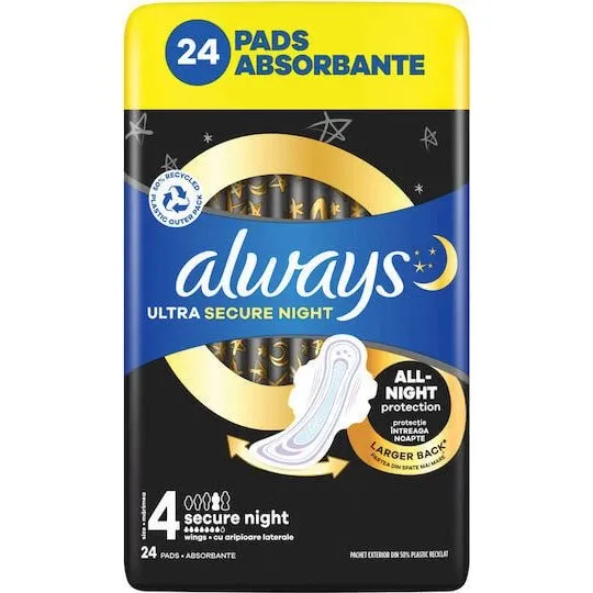 Always Ultra Secure Night Damenbinden Nr. 4 mit Flügeln, 24 Stück