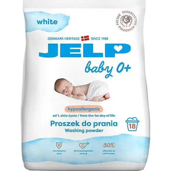 Jelp 0+ Hypoallergenes Waschpulver, Weiß, 1,35 kg