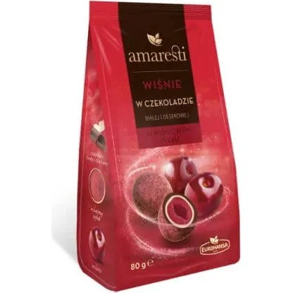 Amaresti Kirschen in weißer und dunkler Schokolade, 80g