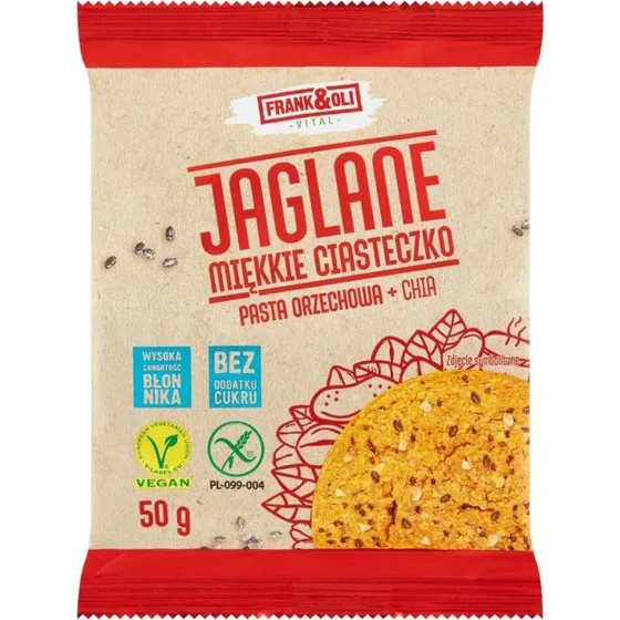 Frank&Oli Jaglane Weichkeks mit Erdnusspaste & Chia, 50g