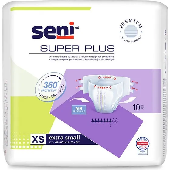 Seni Super Plus Windeln XS, 40-60 cm, 10 Stück