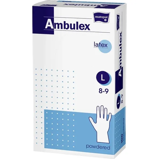 Matopat Ambulex Untersuchungshandschuhe Latex gepudert, L, 100 Stk.