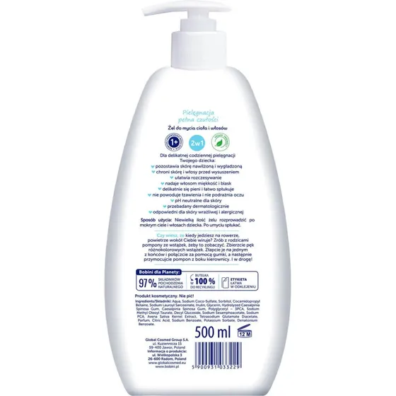 Bobini Kids Körper- und Haarwaschgel, hypoallergen, 500 ml