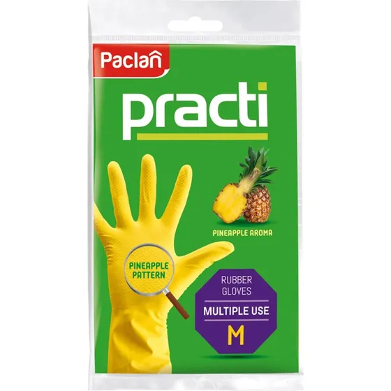 Paclan Practi Gummihandschuhe Ananas Duft, Größe M, 2 Stück
