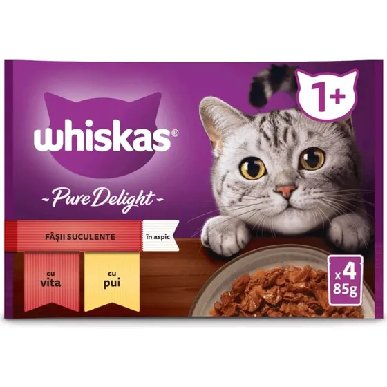 Whiskas Pure Delight Classic Rind & Huhn Nassfutter (4x85g)