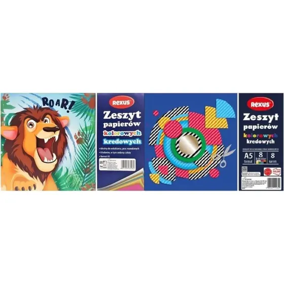 A5-Ausschnitt Kreidepapier Set, 8 glänzende Farben, A4-Format
