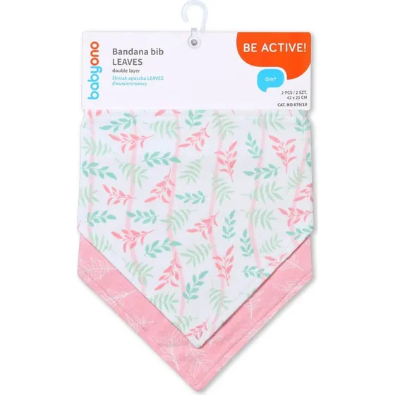 Babyono Baumwoll-Schal-Lätzchen mit Blättermuster, 2er-Set