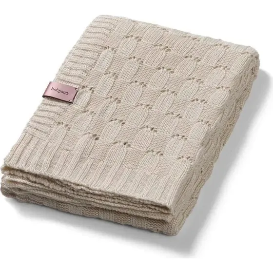 Babyono Strickdecke aus Bambusfasern, Beige, ab 0 Monaten