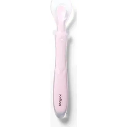BabyOno Flexibler Silikonlöffel, Rosa, ab 6 Monaten