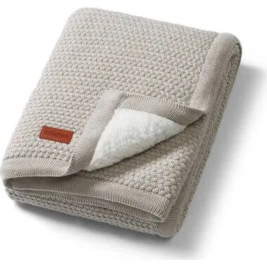 Babyono Babydecke aus Baumwolle mit Fleecefutter, Grau, 75x100 cm