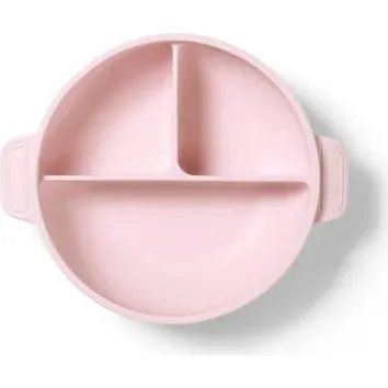 Babyono Silikon-Teller mit Saugnapf und Deckel, Rosa, ab 6 Monaten