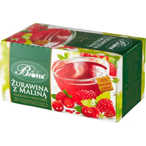Bi Fix Premium Früchtetee Cranberry mit Himbeere, 20 Beutel