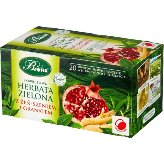 Bi Fix Premium Grüner Express-Ginseng mit Granatapfel, 20 Beutel
