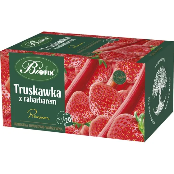 Bi Fix Premium Erdbeere mit Rhabarber Früchte- und Gemüsetee, 20 Beutel