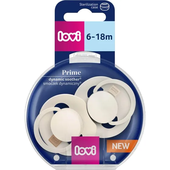 Lovi Prime Schnuller Silikon Kokosnuss/Elfenbein 6-18 Monate (2er Set)
