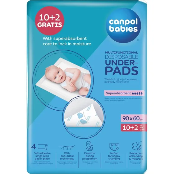 Canpol Babies Mehrzweck-Einwegbinden, 90x60 cm, 10+2 Stück